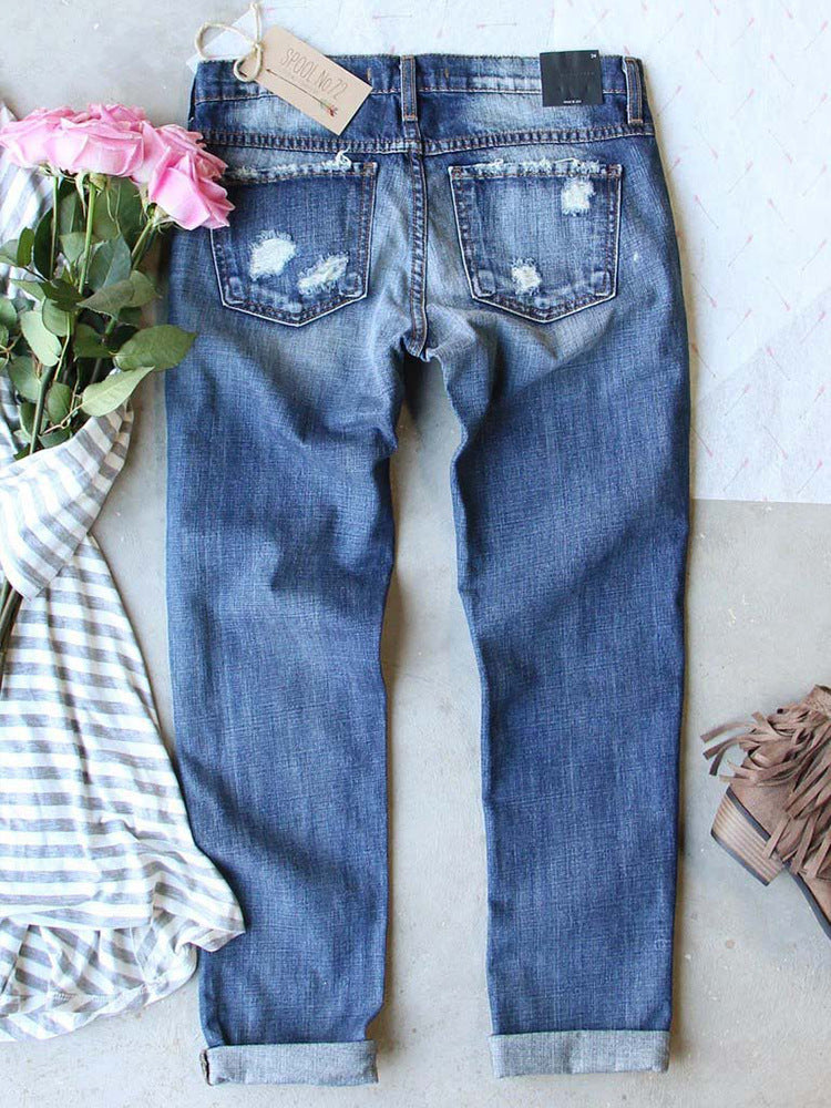 Holiday Denim - Ripped Plaid Jeans