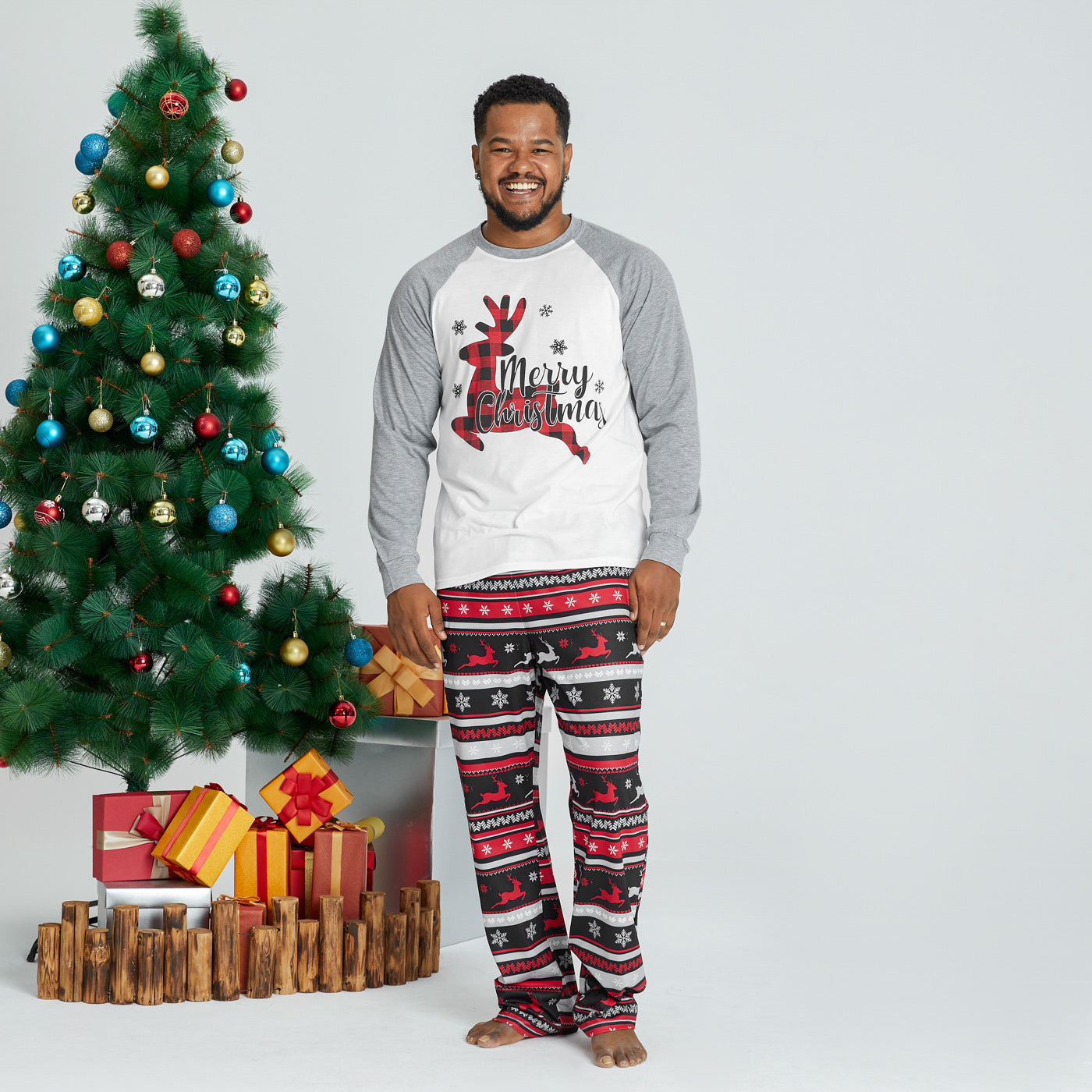 Merry Christmas Baseball Shirt Pajama Set