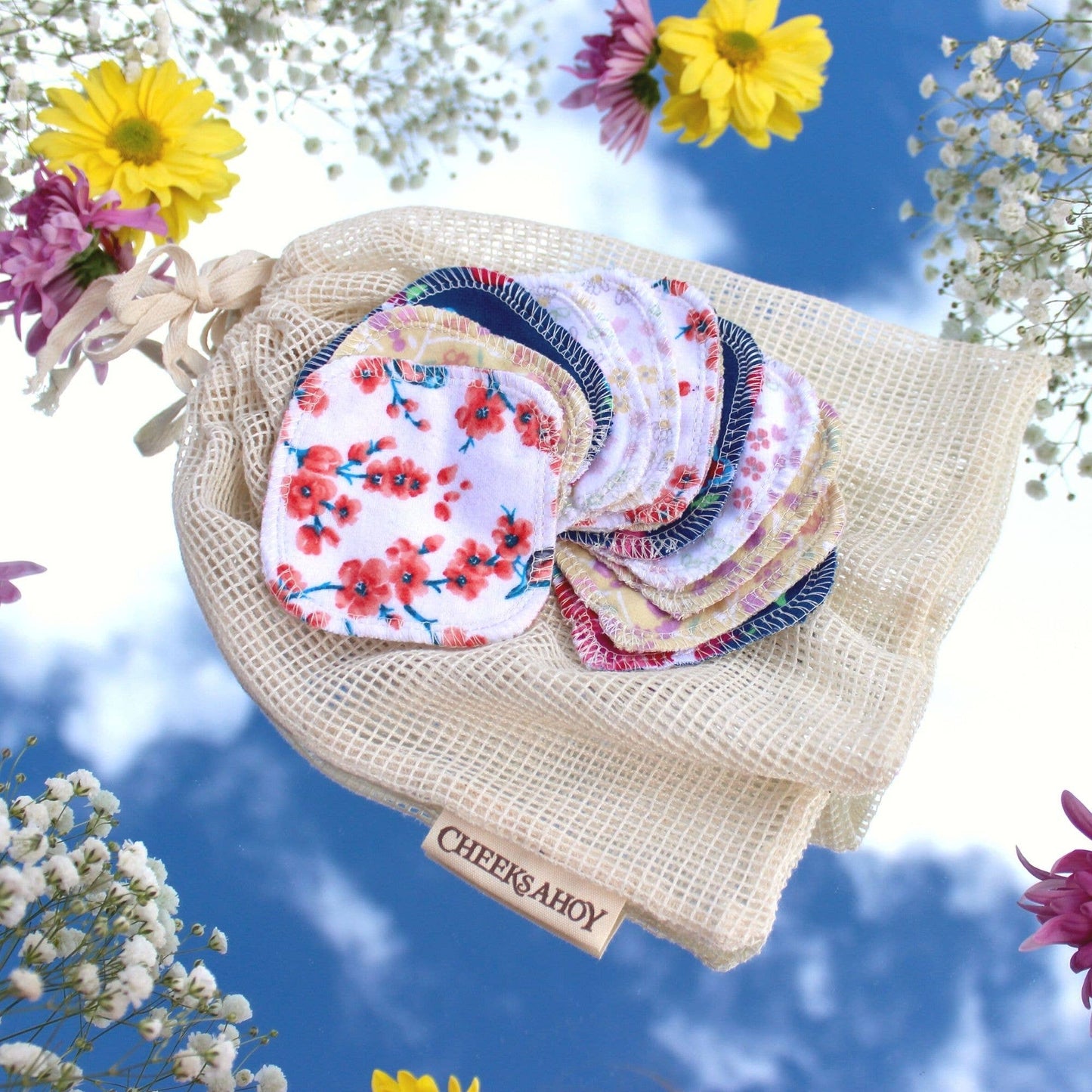 Reusable Facial Rounds & Laundry Bag • Floral