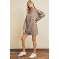 Ribbed Knit Polo Romper