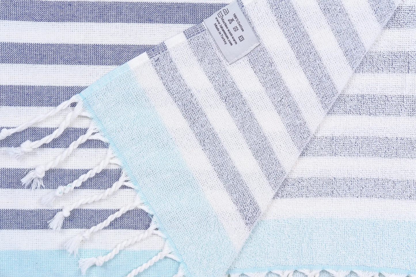 Magnolia Peshtemal Pure Turkish Cotton Beach Towel - Aqua