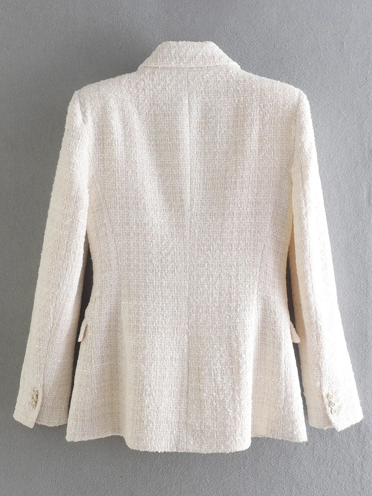 Double Breasted Tweed Blazer Coat