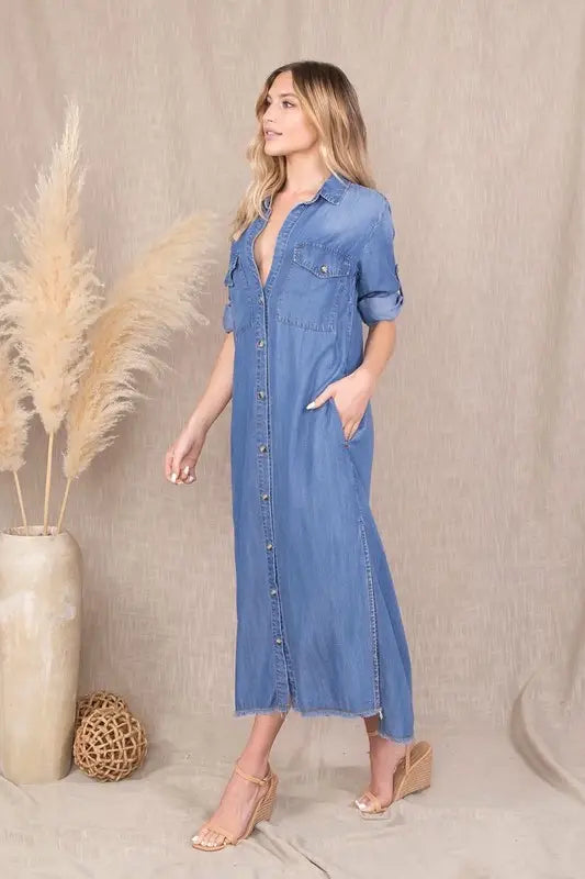 CHABREY BLUE MIDI DRESS
