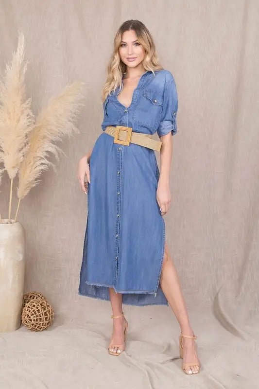 CHABREY BLUE MIDI DRESS