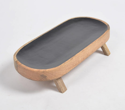 Enamelled Mango Wood Stand Serving Tray