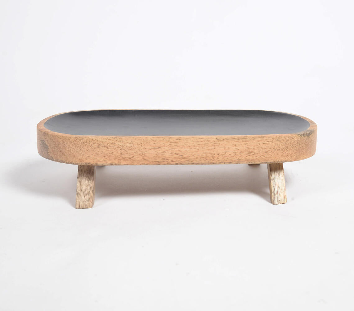 Enamelled Mango Wood Stand Serving Tray