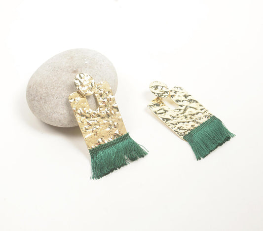 Forest Fringed Beaten Brass Earrings