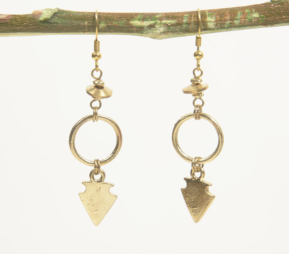 Metallic Arrow & Ring Dangle Earrings