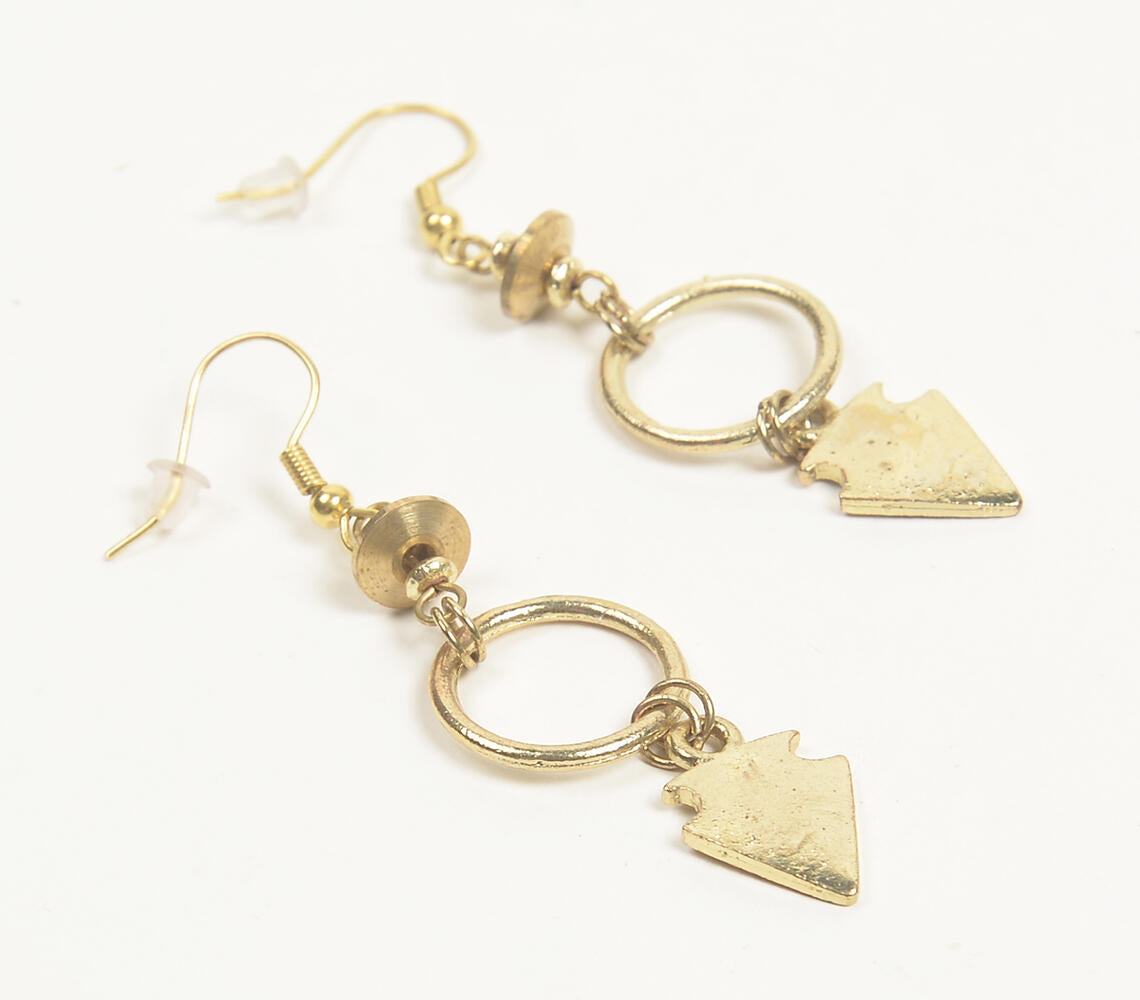 Metallic Arrow & Ring Dangle Earrings