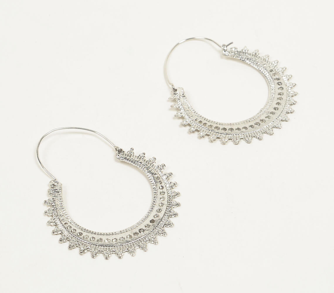 Silver-Toned Boho Hoop Earrings