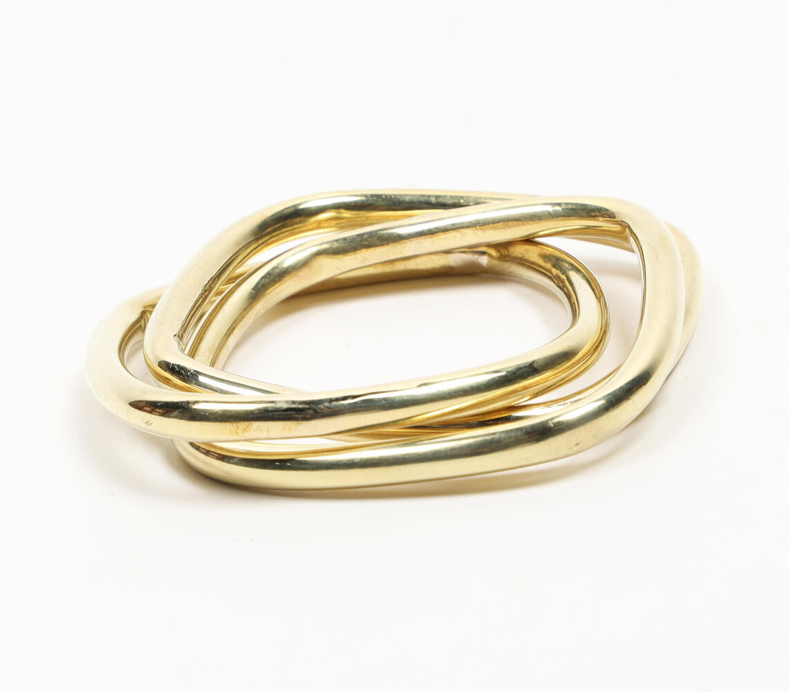Interlinked Squares Brass Bangle