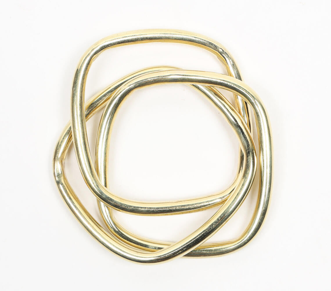 Interlinked Squares Brass Bangle