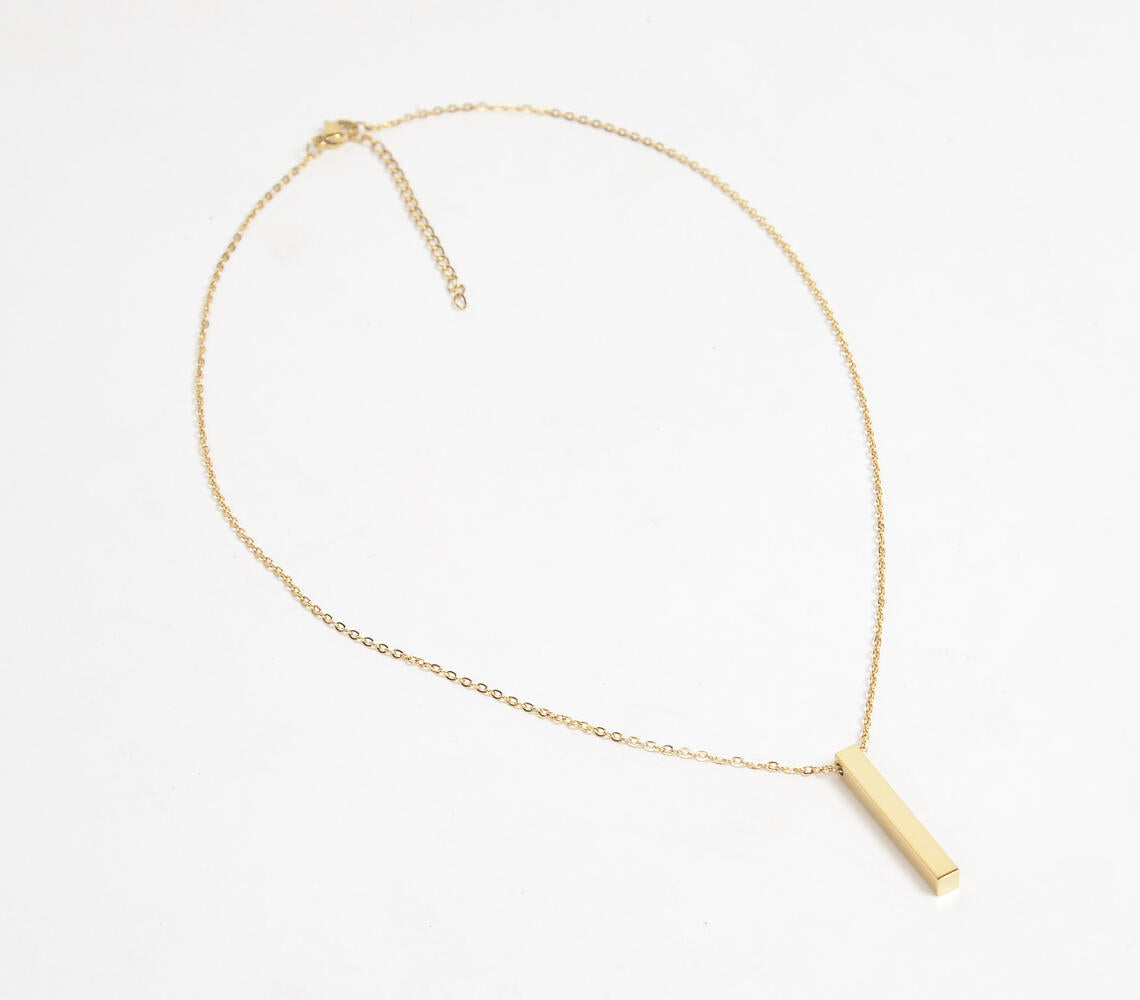 Minimal Golden-Toned Narrow Cuboid Pendant