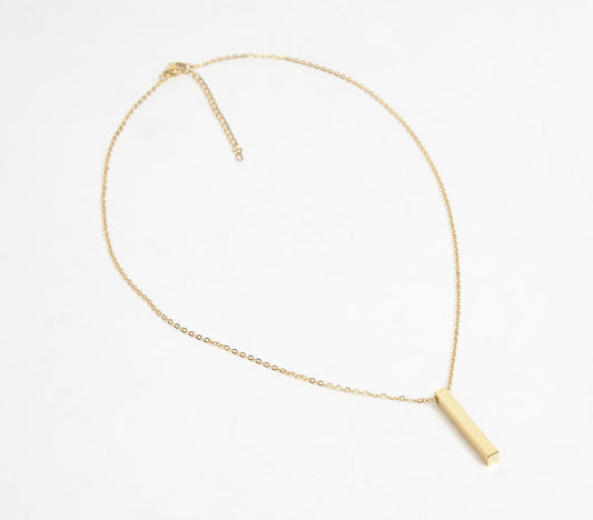 Minimal Golden-Toned Narrow Cuboid Pendant
