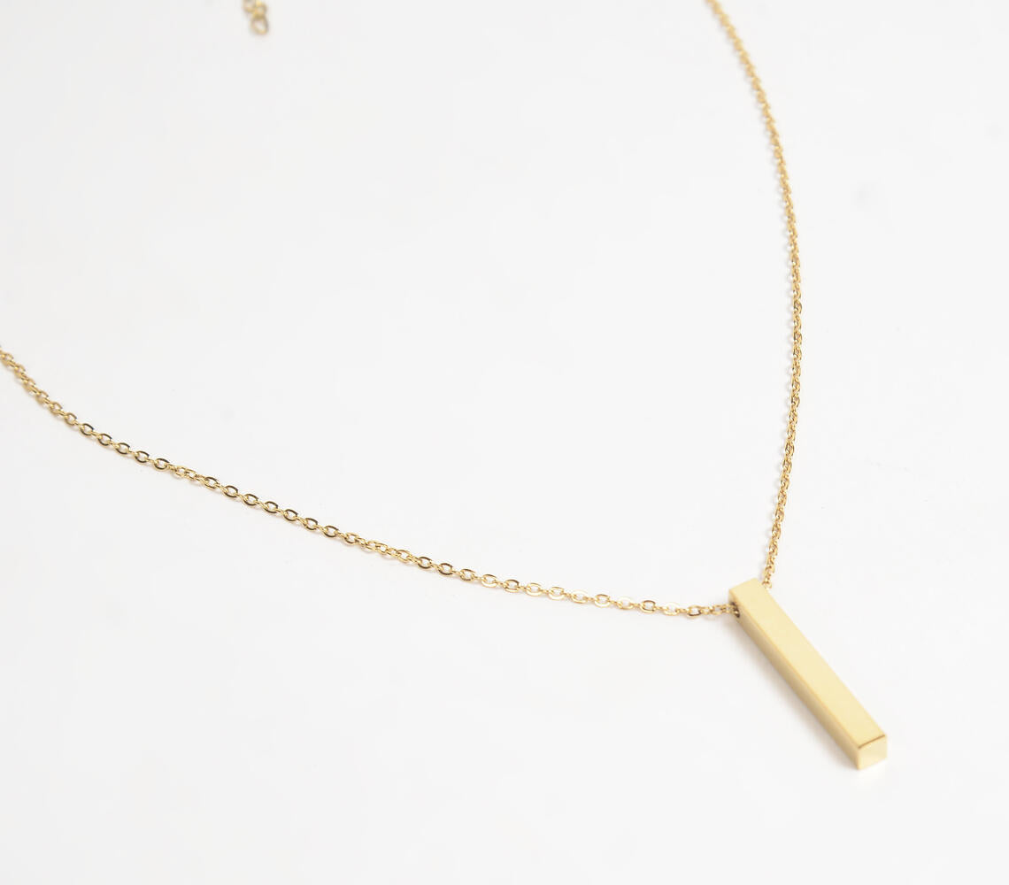 Minimal Golden-Toned Narrow Cuboid Pendant