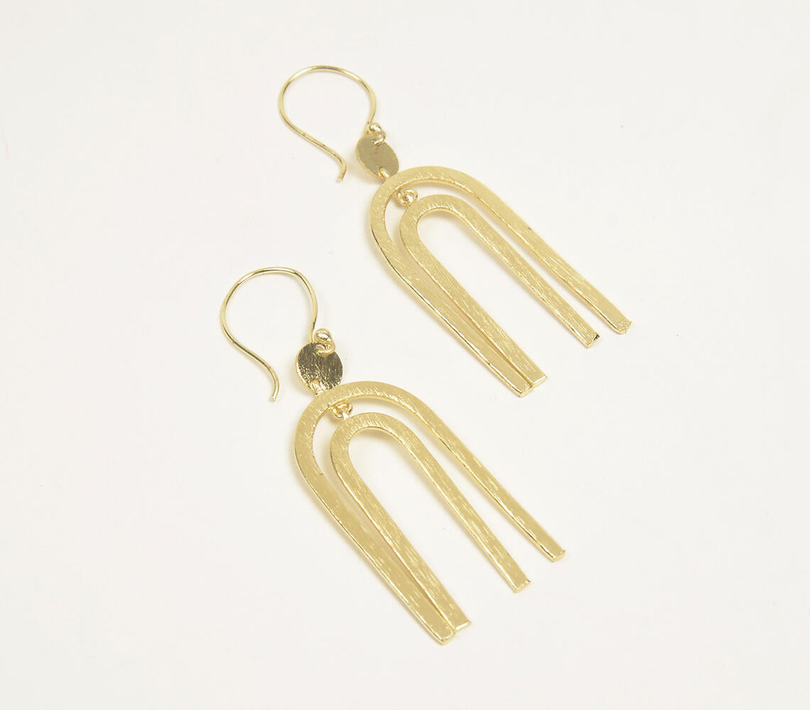 Gold-Toned Zinc & Brass Magnet-Shaped Dangle Earrings