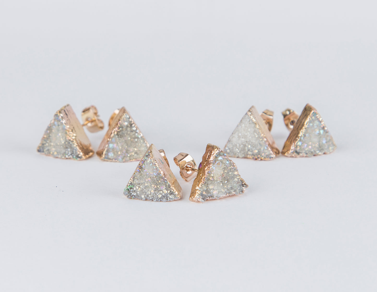 White triangle druzy earrings