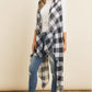 Black Plaid Knee Length Kimono Cardigan