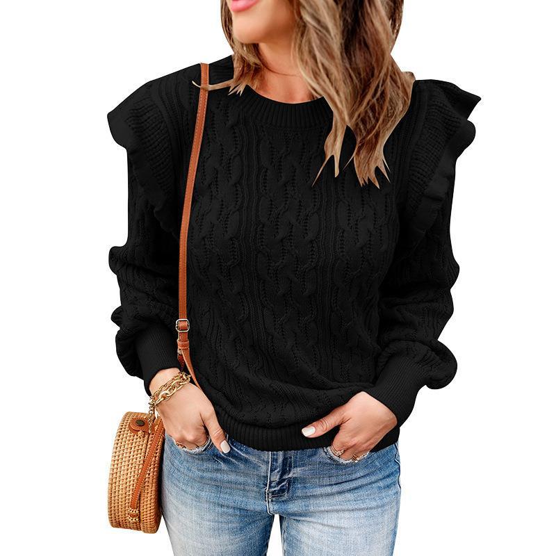 Solid Color Crochet Knit Sweater