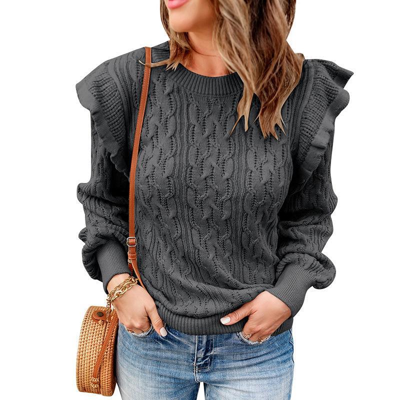Solid Color Crochet Knit Sweater