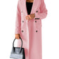 Women's Solid Color Long Sleeve Double Breasted Coat