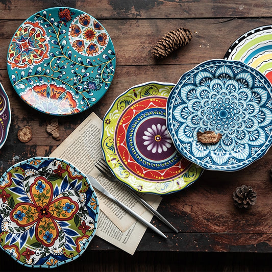 Underglaze patterned  plates