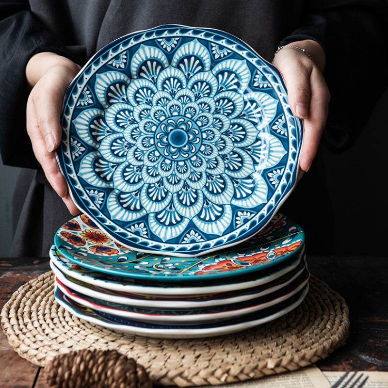 Underglaze patterned  plates