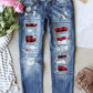 Holiday Denim - Ripped Plaid Jeans