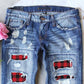 Holiday Denim - Ripped Plaid Jeans