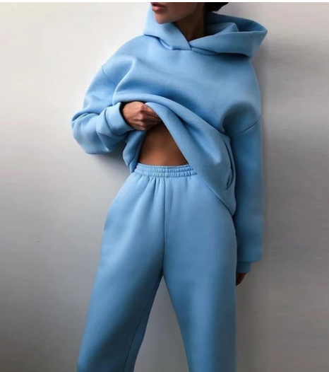Women's Casual Hooded Sweater Two-piece Suit