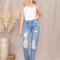 Distressed Straight Denim Jeans
