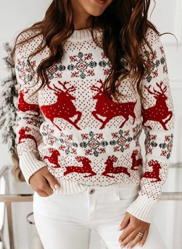 Deers in the snow - Round Neck Knit Pullover