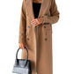 Women's Solid Color Long Sleeve Double Breasted Coat
