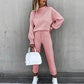 Solid Color High-Neck Long-Sleeved Casual Suit