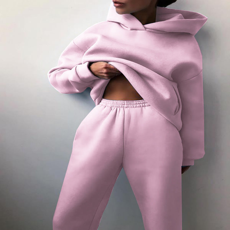 Women's Casual Hooded Sweater Two-piece Suit