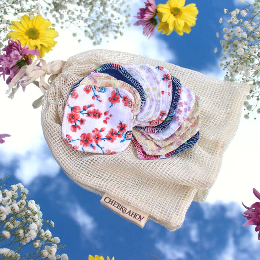 Reusable Facial Rounds & Laundry Bag • Floral