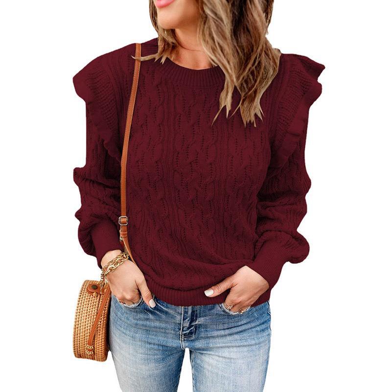 Solid Color Crochet Knit Sweater