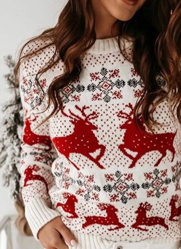 Deers in the snow - Round Neck Knit Pullover