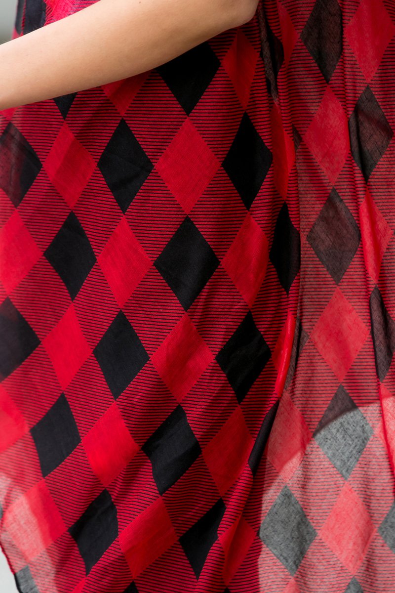 Black Plaid Knee Length Kimono Cardigan