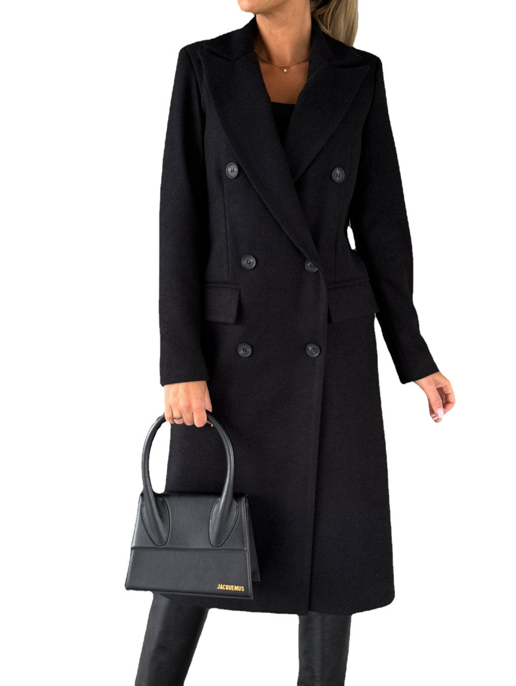 Women's Solid Color Long Sleeve Double Breasted Coat