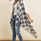 Black Plaid Knee Length Kimono Cardigan