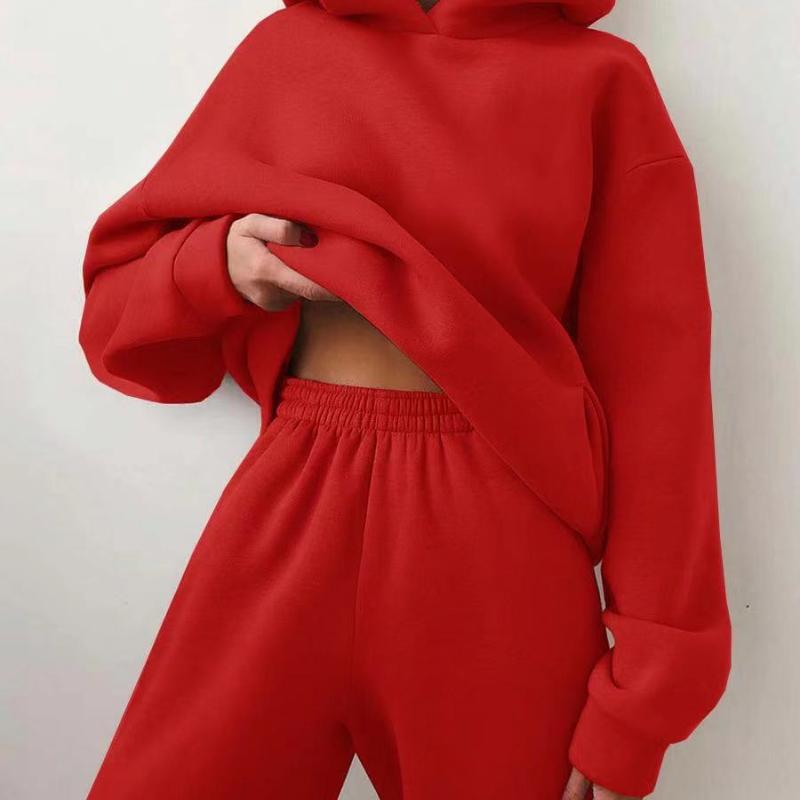 Women's Casual Hooded Sweater Two-piece Suit