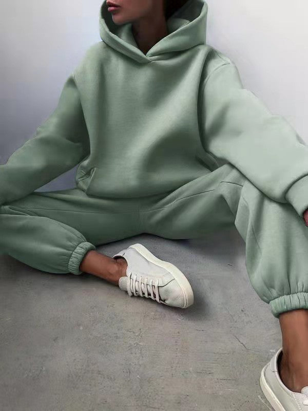 Women's Casual Hooded Sweater Two-piece Suit