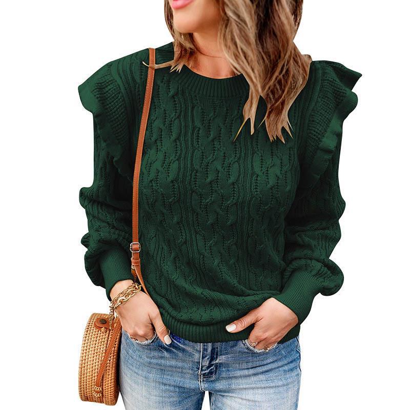 Solid Color Crochet Knit Sweater