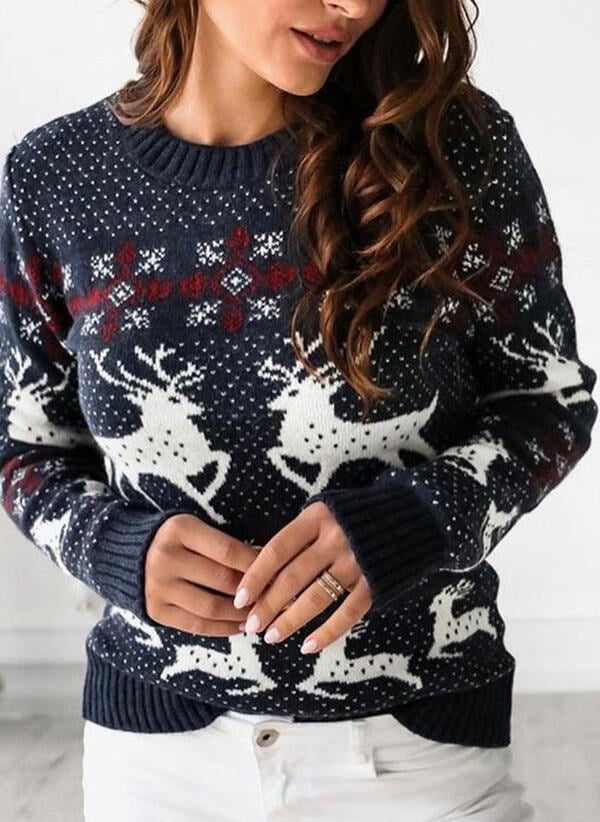 Deers in the snow - Round Neck Knit Pullover