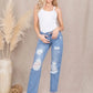 Distressed Straight Denim Jeans