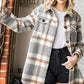 Brushed Plaid Button Down Shirt-Jacket