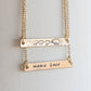 Mama bear necklace, mama and bear cub necklace, hand stamped bar