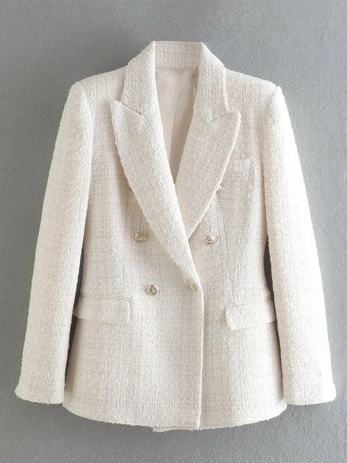 Double Breasted Tweed Blazer Coat