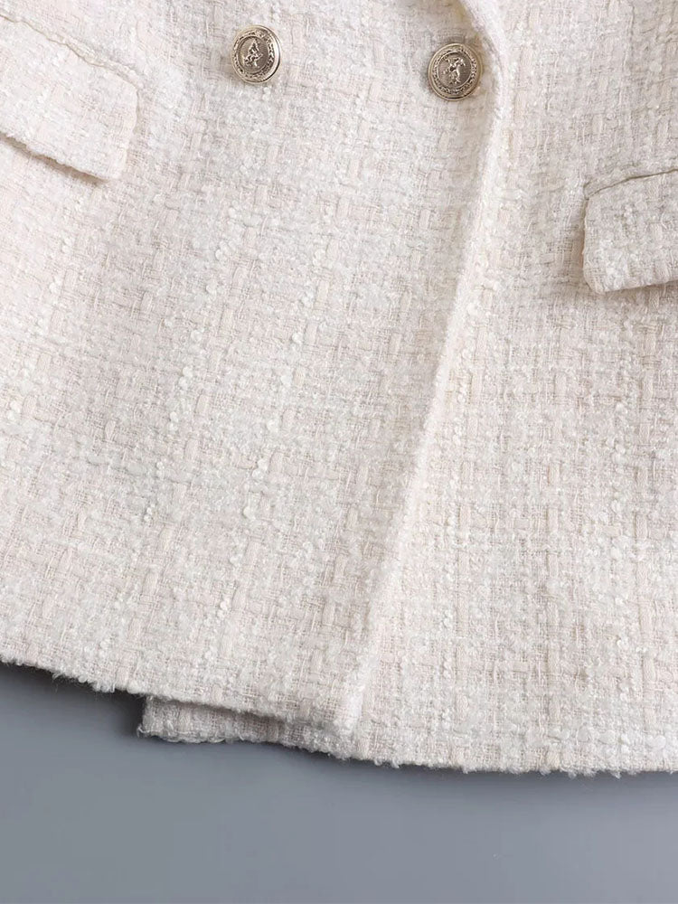 Double Breasted Tweed Blazer Coat